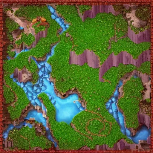 Prompt: render of the overworld map of a cartoony 3 d action rpg, fantasy, map, cartoony, terrain