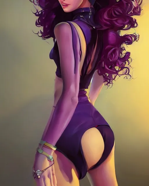 Prompt: beautiful Bella Hadid purple hair tattoos symmetrical face eyes full body fantasy art icon, 3d art gta5 cover, official fanart behance hd artstation by Jesper Ejsing, by RHADS, Makoto Shinkai and Lois van baarle, ilya kuvshinov, rossdraws