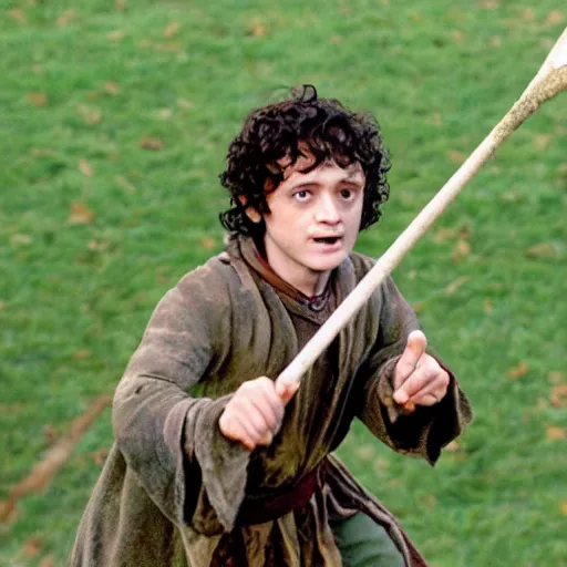 Prompt: frodo baggins playing quidditch