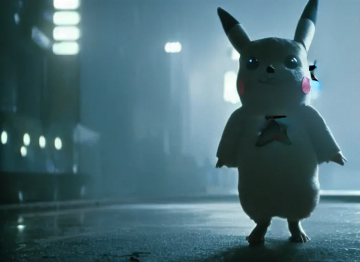 Image similar to film still pikachu in blade runner, 8 k