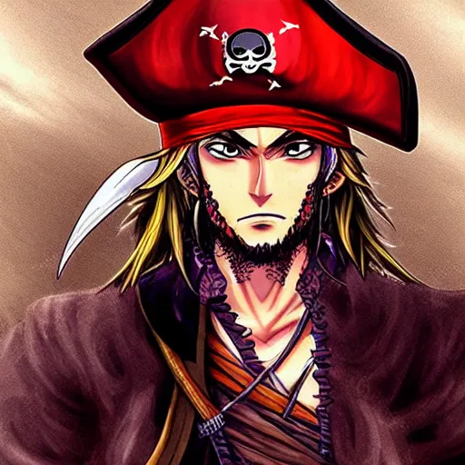 Pirate king, anime character, anime - AI Photo Generator - starryai