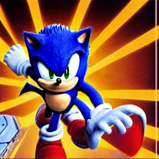 Image similar to Box art for the Sega Genesis game Sonic the Hedgehog 5, highly detailed, dynamic lighting, detailed digital art