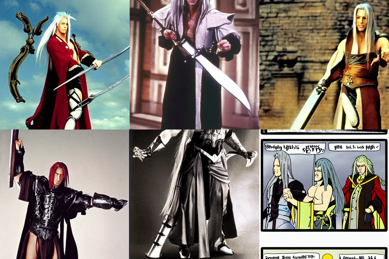 Prompt: Sephiroth as a guest character in Monty Python\'s Flying Circus