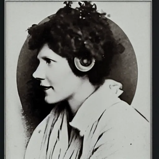 Image similar to amelia earhart, painted by alphonse mucha