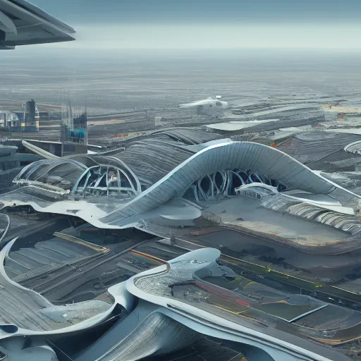 Image similar to sci-fi organic brutalism speed dynamic o x u shape airport structure view from above on the coronation of napoleon painting and digital billboard in the middle, unreal engine 5, keyshot, octane, artstation trending, ultra high detail, ultra realistic, cinematic, 8k, 16k, in style of zaha hadid, in style of photogrammetry point cloud, in plastic,dark, tilt shift,