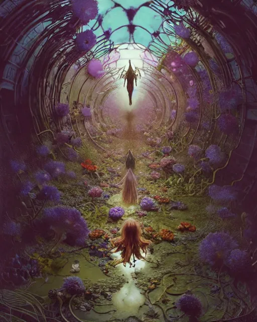 Prompt: the platonic ideal of flowers, rotting, insects and praying of cletus kasady carnage davinci dementor chtulu mandelbulb ponyo alice in wonderland dinotopia watership down, d & d, fantasy, ego death, decay, dmt, psilocybin, concept art by greg rutkowski and simon stalenhag and alphonse mucha