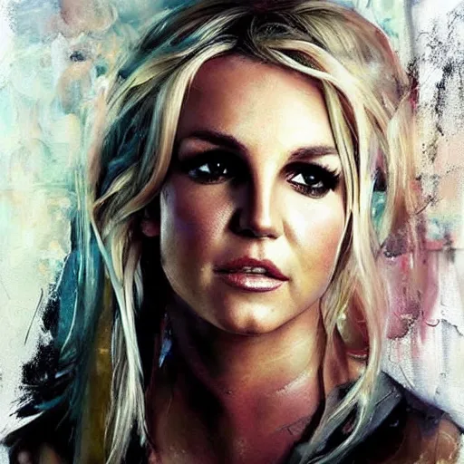 Image similar to britney spears and jennifer morrison morphed together, hybrid, jeremy mann painting