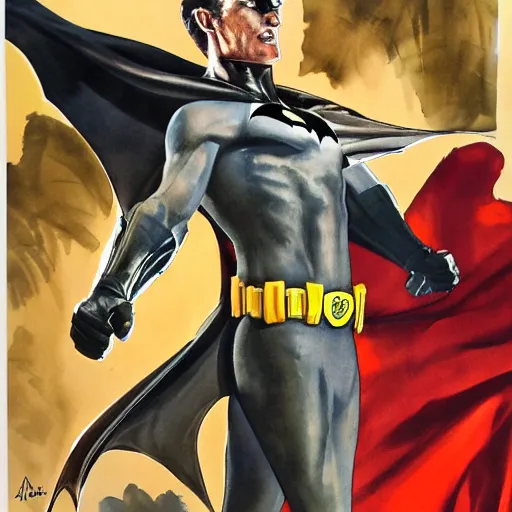 Image similar to photorealistic picture, by alex ross, batman comic panel, gouache and wash paints, fine details, fine intricate, fine facial proportionate, fine body proportionate, fine fix broken line, fine fix duplicate line, fine background proportionate, smooth focus, sharp details, bokeh, 4 k, fine 5 k details