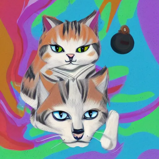 Image similar to cats in the style of adrien girod