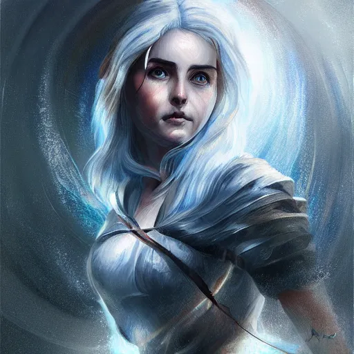 Prompt: Ciri in a wormhole, expressive oil painting, digital art