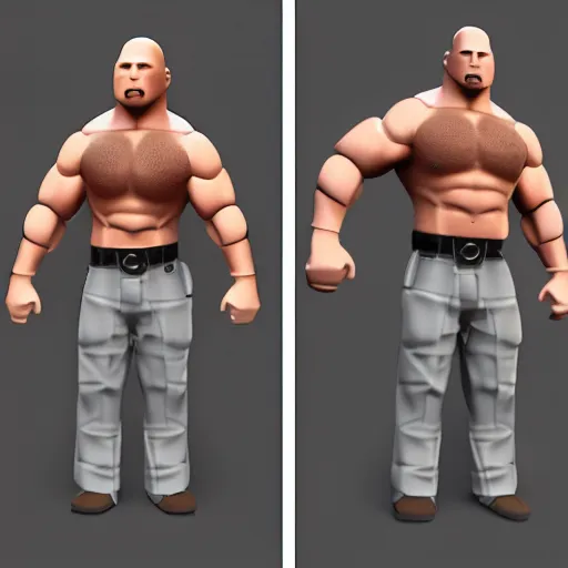 Image similar to dwayne johnson in roblox, roblox deisgn, roblox avatar, digital art, 3 d art, third dimension