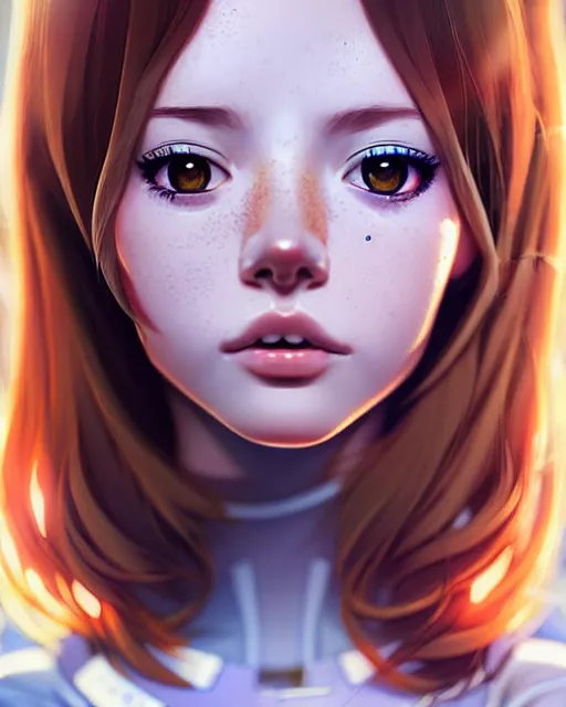 Prompt: portrait Anime space cadet girl, cute-fine-face, pretty face, realistic shaded Perfect face, fine details. Anime. realistic shaded lighting by Ilya Kuvshinov Giuseppe Dangelico Pino and Michael Garmash and Rob Rey, IAMAG premiere, aaaa achievement collection, elegant freckles, fabulous, eyes open in wonder, brown hair