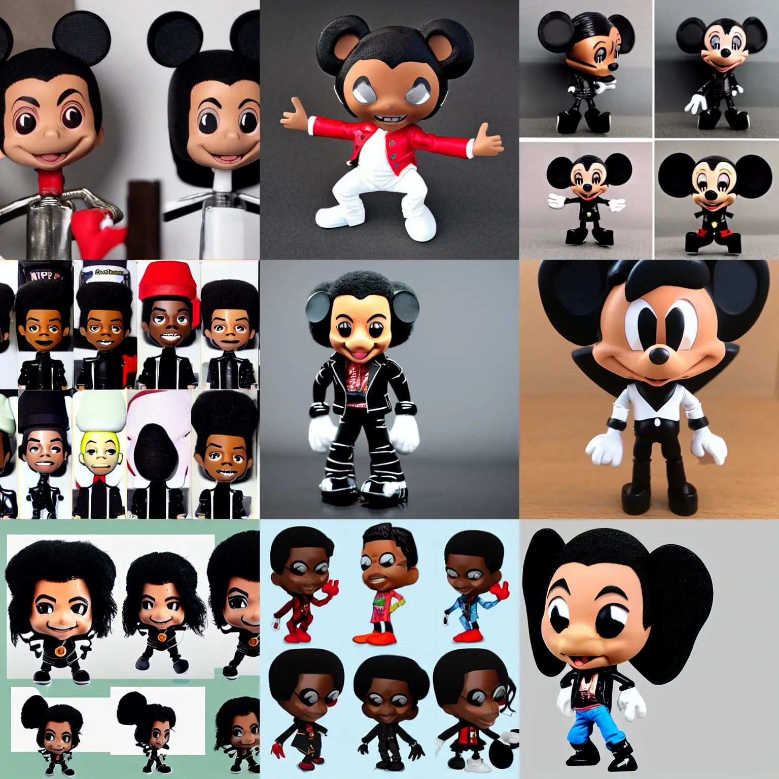 Prompt: black face, michael jackson, michael jackson, michael jackson, michael jackson, michael jackson, michael jackson, michael jackson, michael jackson, ( ( ( mickey mouse ) ) ), nendroid, butcher billy style