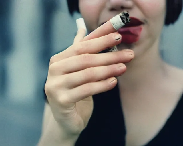 Image similar to a lomographic photo of woman hand with cigarette