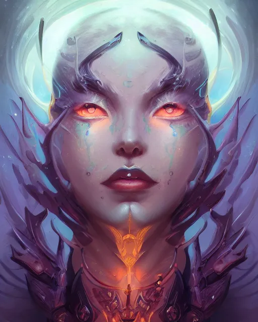 Prompt: portrait of a beautiful demon cybernetic emanation, by pete mohrbacher and artgerm and wlop, digital art, highly detailed, intricate, fantasy, mystical, Trending on Artstation HQ, deviantart, unreal engine, 4K UHD image