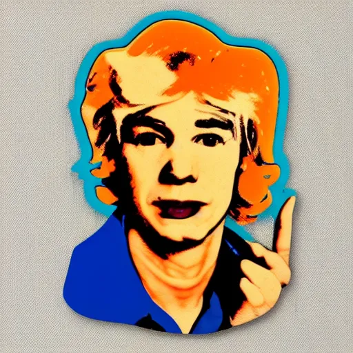 Prompt: cute cartoonish andy warhol self - portrait sticker