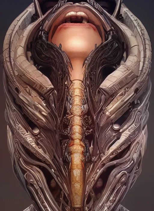 Image similar to symmetry!! portrait of snake alien in the style of horizon zero dawn, machine face, intricate, elegant, highly detailed, digital painting, artstation, concept art, smooth, sharp focus, illustration, art by artgerm and greg rutkowski and alphonse mucha, 8 k