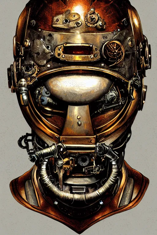 Image similar to steampunk helmet fantasy art mask robot ninja stylized digital illustration sharp focus, elegant intricate digital painting artstation concept art global illumination ray tracing advanced technology chaykin howard and campionpascale and cooke darwyn and davis jack