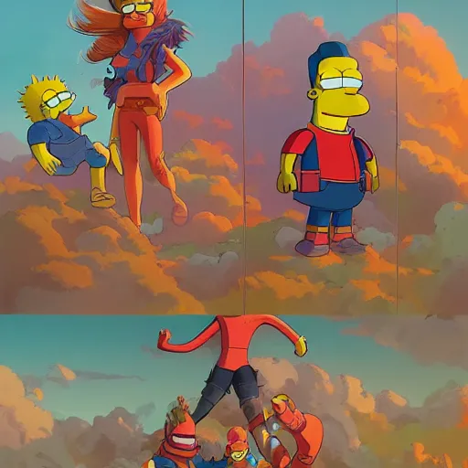 Image similar to hero world the simpsons, behance hd by jesper ejsing, by rhads, makoto shinkai and lois van baarle, ilya kuvshinov, rossdraws global illumination