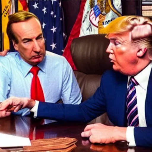 Prompt: donald trump getting legal advice from saul goodman