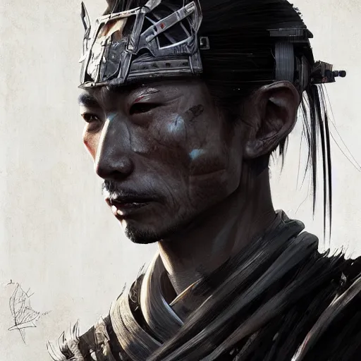 Image similar to Diseased Samurai warrior, portrait by Cedric Peyravernay, highly detailed, excellent composition, cinematic concept art, dramatic lighting, trending on ArtStation