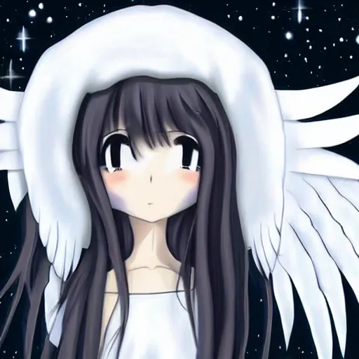 anime angel with black hair