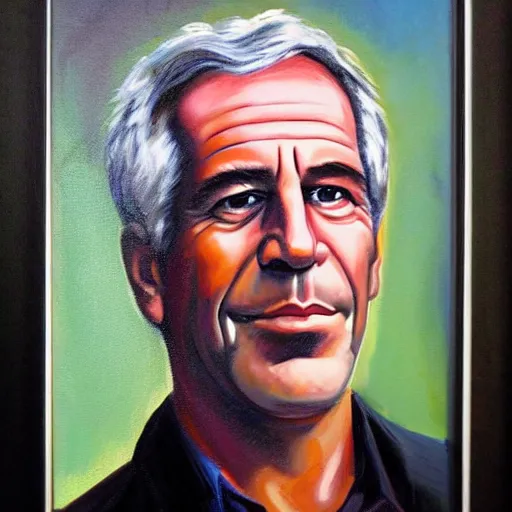 Prompt: portrait painting of Jeffrey Epstein