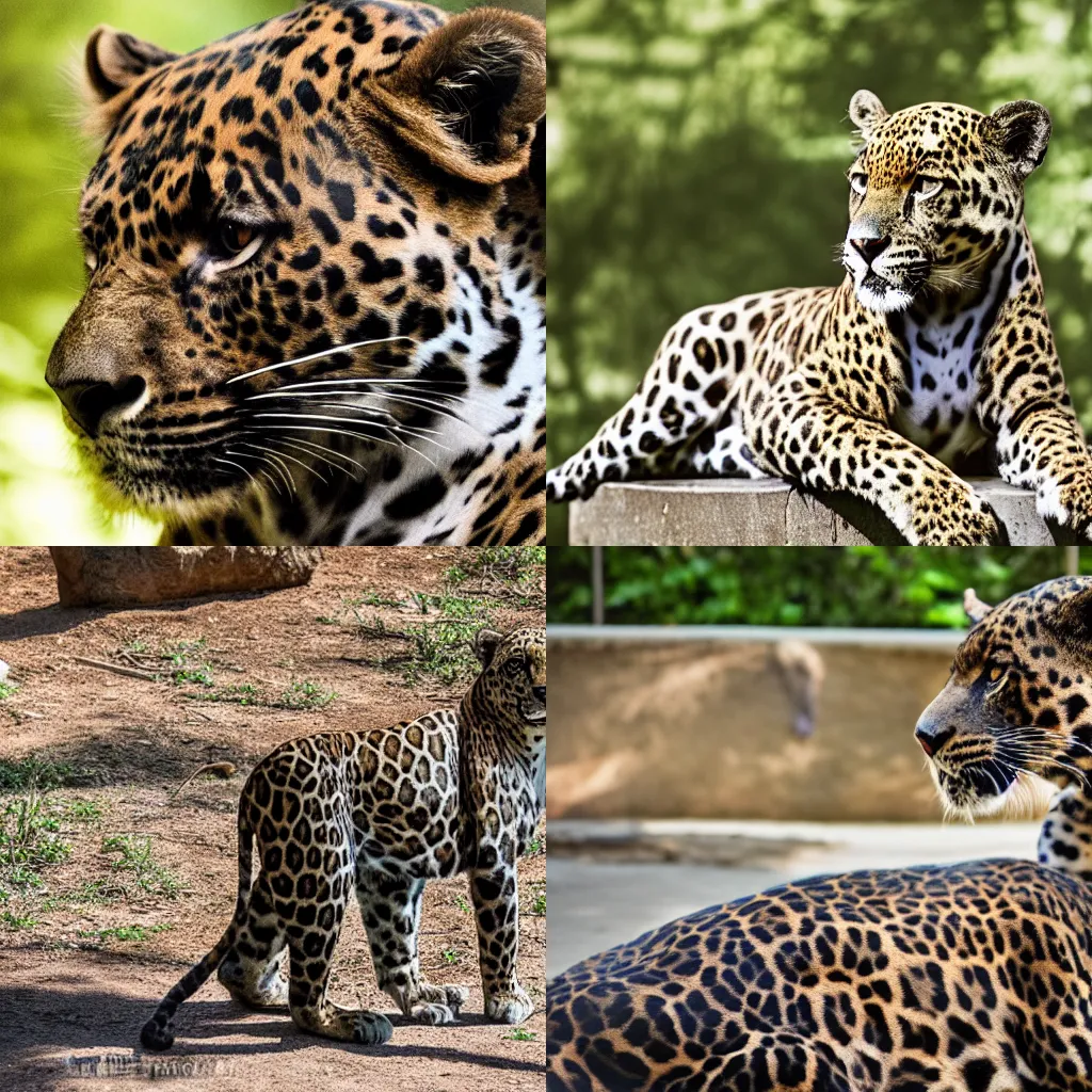 Prompt: an exhibit at the zoo for black jaguars. Photography, Cinematic, Wildlife Photography