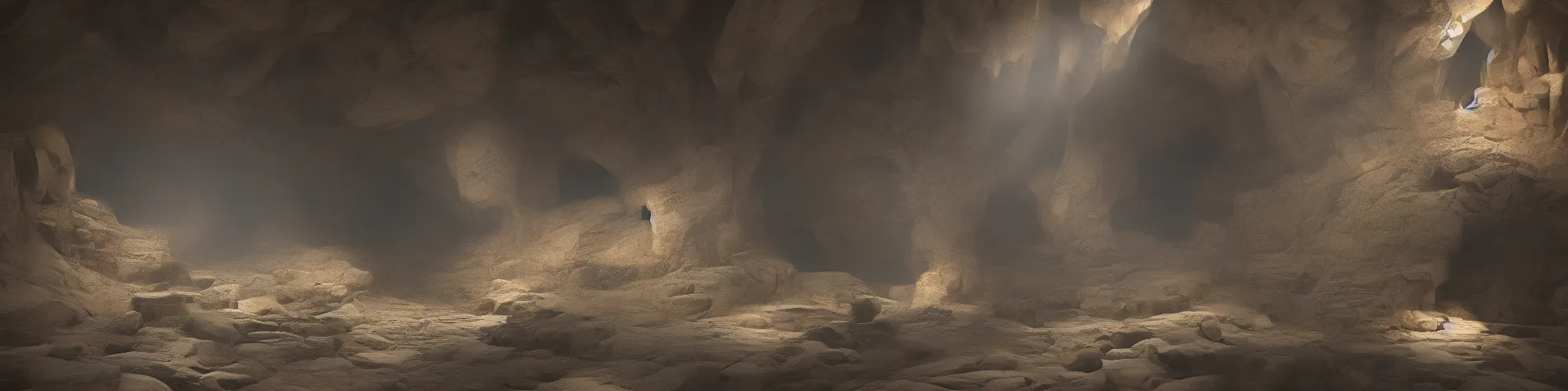 Image similar to huge stone cave with cinematic lighting in the style of Limbo, highly detailed, digital art 4k, 8k