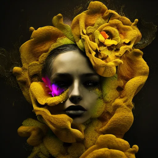 Prompt: a flower blooming, dramatic, dark atmosphere, liquified, glitch art, decayed, 3 d object, digital art, abstract illusionism, trending on behance, by alberto seveso, by david mcleod, octane render, unreal engine