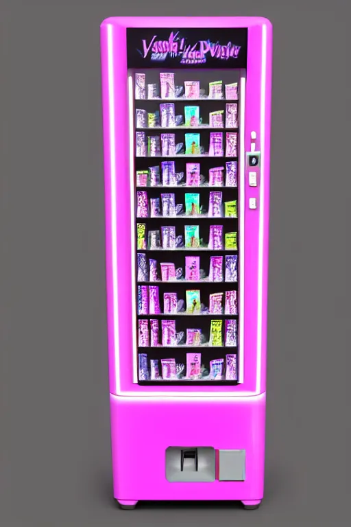 Image similar to Pink Vapor Vial Vending Machine, fantasy, magic, ultra detailed, digital art, trending on artstation, illustration