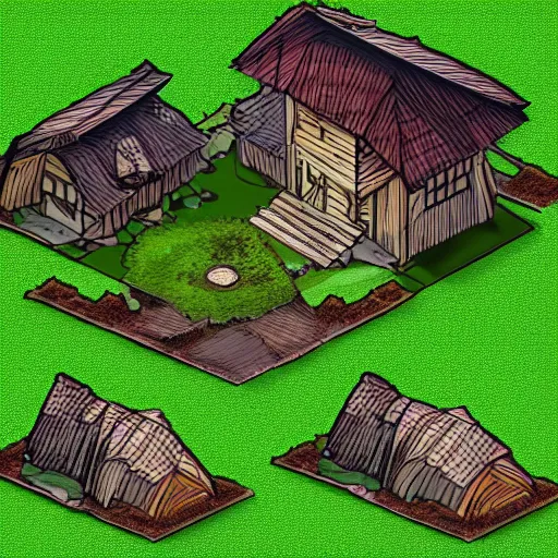 Prompt: house in the forest isometric style, fantasy, video game design, realistic