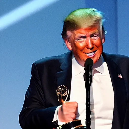 Image similar to Photo of Donald Trump winning an Emmy