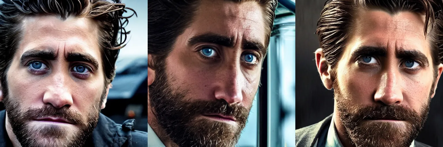 Prompt: close-up of Jake Gyllenhaal as a detective in a movie directed by Christopher Nolan, movie still frame, promotional image, imax 70 mm footage