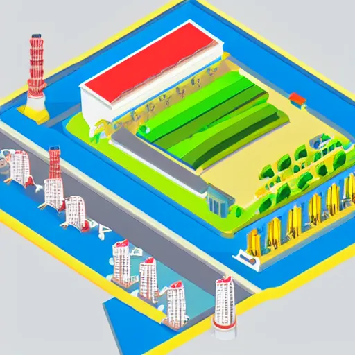 Image similar to 3 d isometric illustration of taiwan manufaturing factory seen from the air