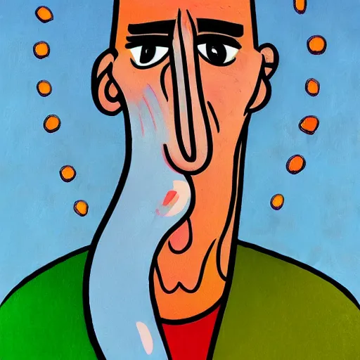 Prompt: cartoon style, strong chin, big lips, handsome squidward portrait, vivid colors