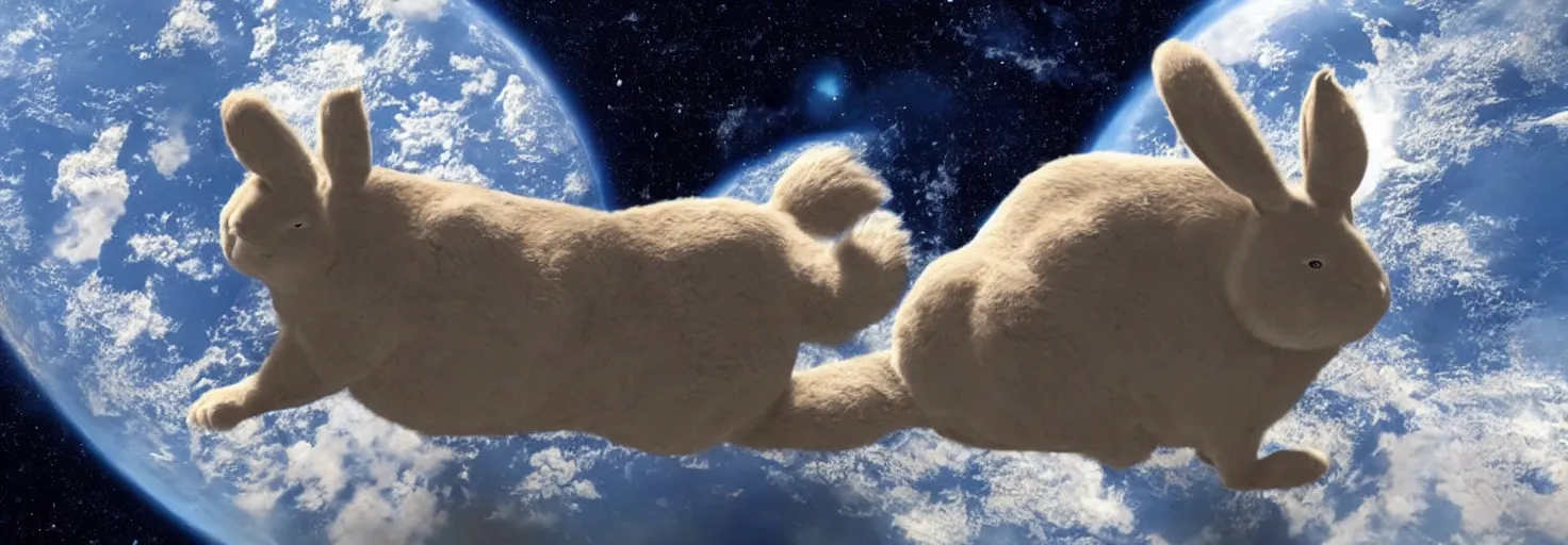 Image similar to photo of big chungus floating in space