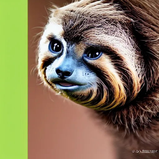 Prompt: a feline sloth - cat - hybrid with a beak, animal photography, wildlife photo, award winning