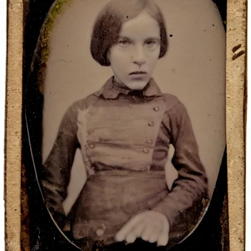 Image similar to tintype photo of a creepy girl holding a squid with a burning barn in the background