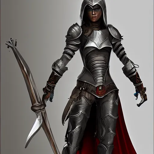 female armor very detailed, in style of assassin