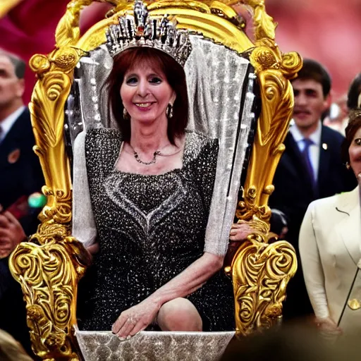 Image similar to cristina!! kirchner!! crowned in the throne as queen