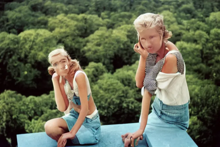 Prompt: photo of young woman by slim aarons