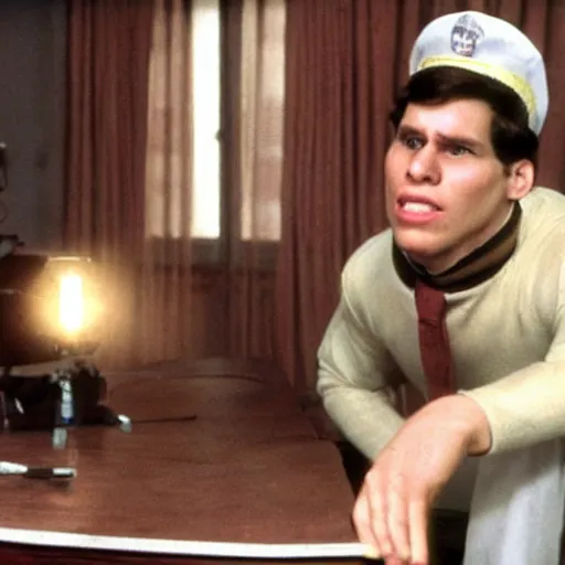 Image similar to Live Action Still of Jerma in Animal House, real life, hyperrealistic, ultra realistic, realistic, highly detailed, epic, HD quality, 8k resolution, body and headshot, film still