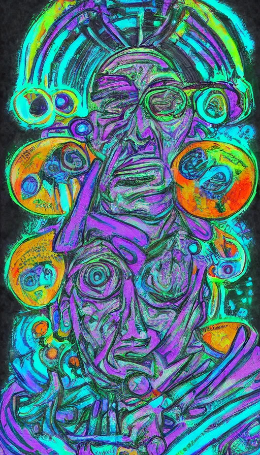 Prompt: portrait of a digital shaman, by schizophrenia patient