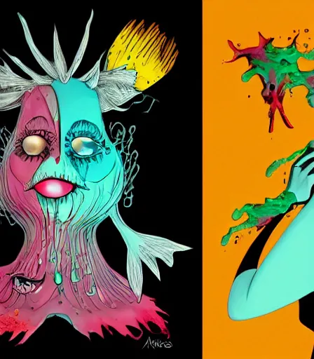 Image similar to My Dress Up Darling by Alex Pardee and Nekro and Petros Afshar, and James McDermott,unstirred paint, vivid color, cgsociety 4K