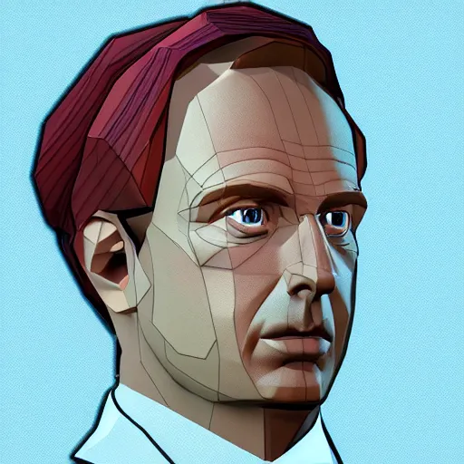 Image similar to low polygon saul goodman, 3 d, ps 1 graphics, gameplay footage, better call saul