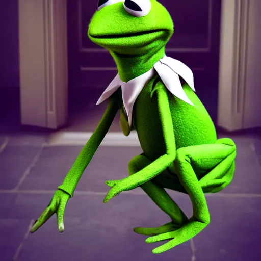 Prompt: photo of kermit the frog dressed up as a butler, dslr, photorealistic, artstation