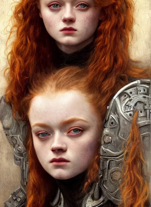 Prompt: sadie sink portrait demon half human, elegant, wearing a bomber jacket, armor, hyper realistic, whitehorns, extremely detailed, dnd character art portrait, fantasy art,, dramatic lighting, vivid colors, artstation, by edgar maxence and caravaggio and michael whelan and delacroix, lois van baarle and bouguereau