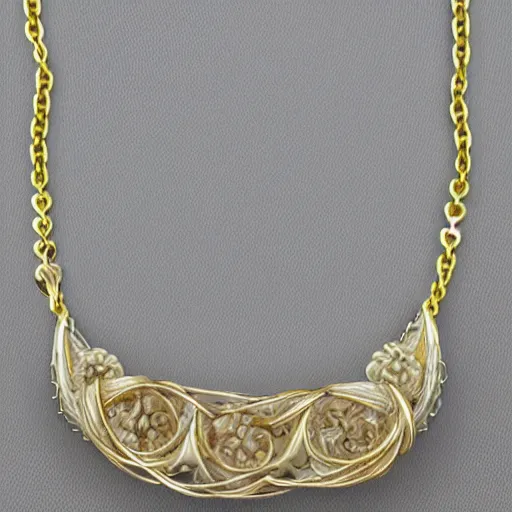 Prompt: detailed necklace in style of rene lalique sharp focus 8 k