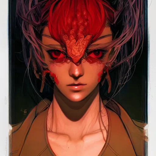 Image similar to prompt : blade character portrait soft light painted by james jean and katsuhiro otomo and erik jones, inspired by evangeleon anime, smooth face feature, intricate oil painting, high detail illustration, sharp high detail, manga and anime 1 9 9 9